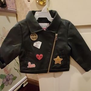 NWT  Faux Leather Jacket with attached patches